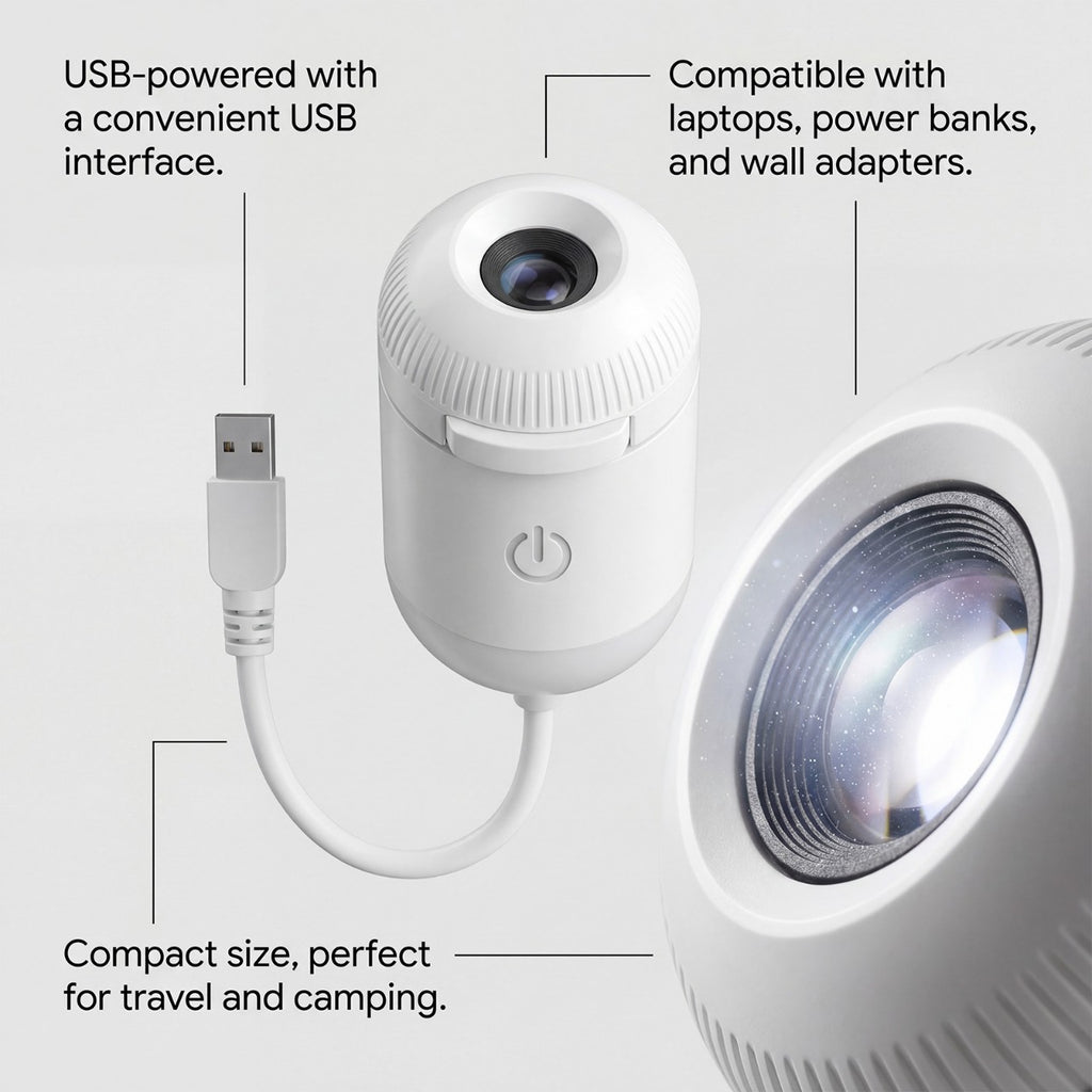 USB Powered Starry Sky Projection Night Light for Bedroom & Nursery