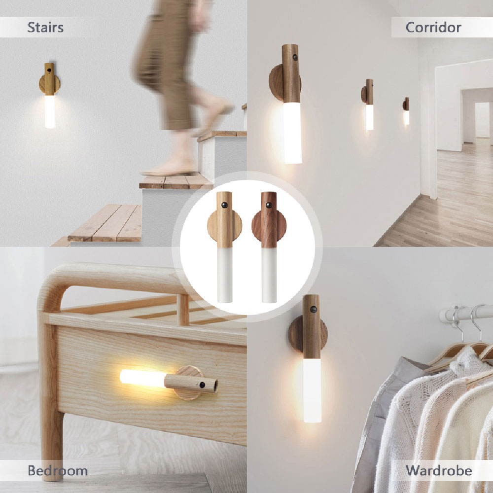 Auto LED USB Rechargeable Magnetic Motion Sensor Night Light for Cabinet, Corridor & Bedroom