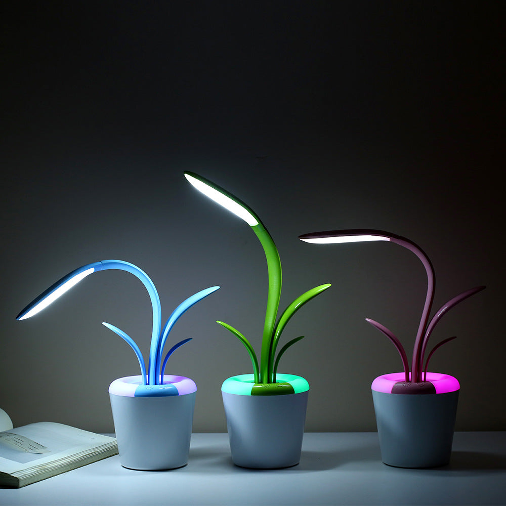 Modern USB Rechargeable LED Desk Lamp with Eye Protection, Touch Control & RGB Night Light