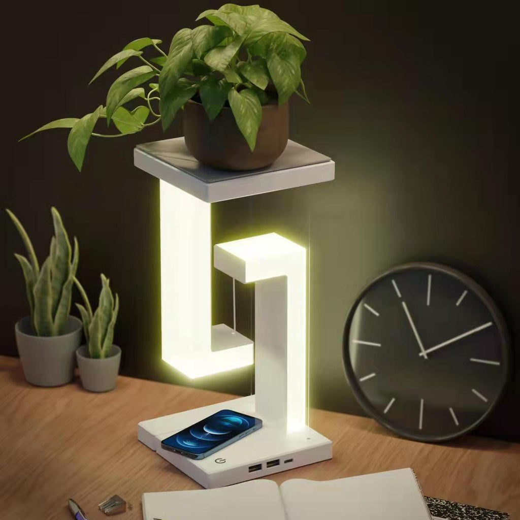 Modern Floating LED Table Lamp with Wireless Charging – Creative Magnetic Suspension Desk Light for Bedroom & Office