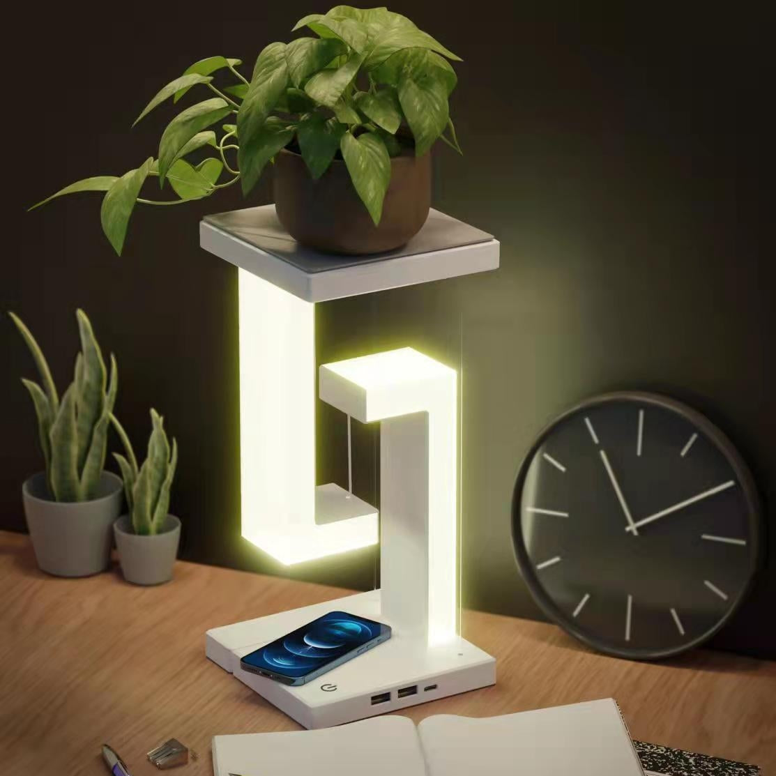 Modern Floating LED Table Lamp with Wireless Charging – Creative Magnetic Suspension Desk Light for Bedroom & Office