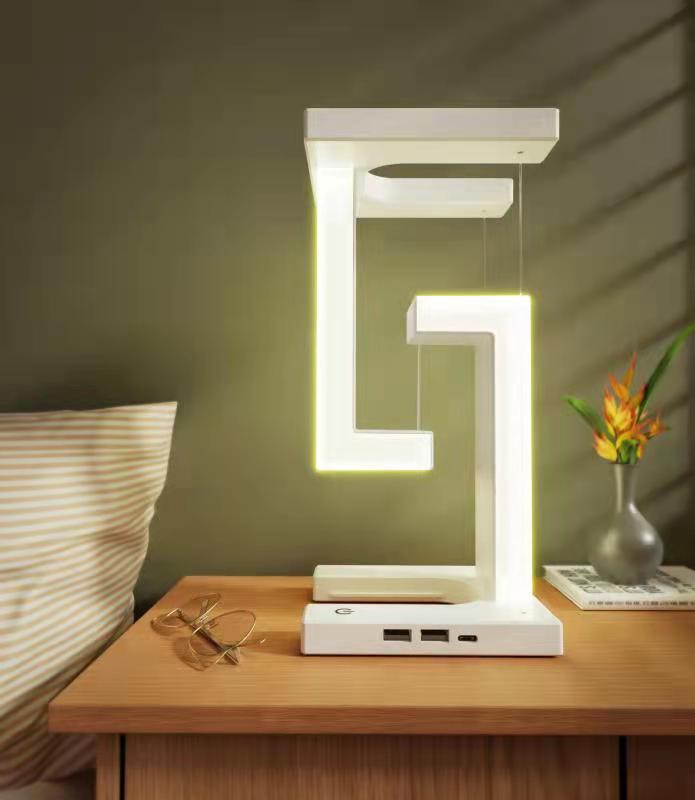 Modern Floating LED Table Lamp with Wireless Charging – Creative Magnetic Suspension Desk Light for Bedroom & Office