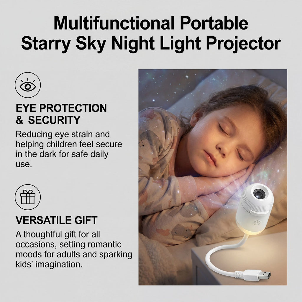 USB Powered Starry Sky Projection Night Light for Bedroom & Nursery