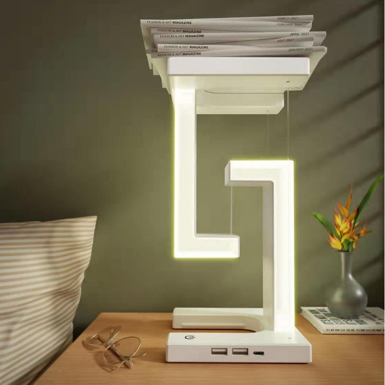 Modern Floating LED Table Lamp with Wireless Charging – Creative Magnetic Suspension Desk Light for Bedroom & Office