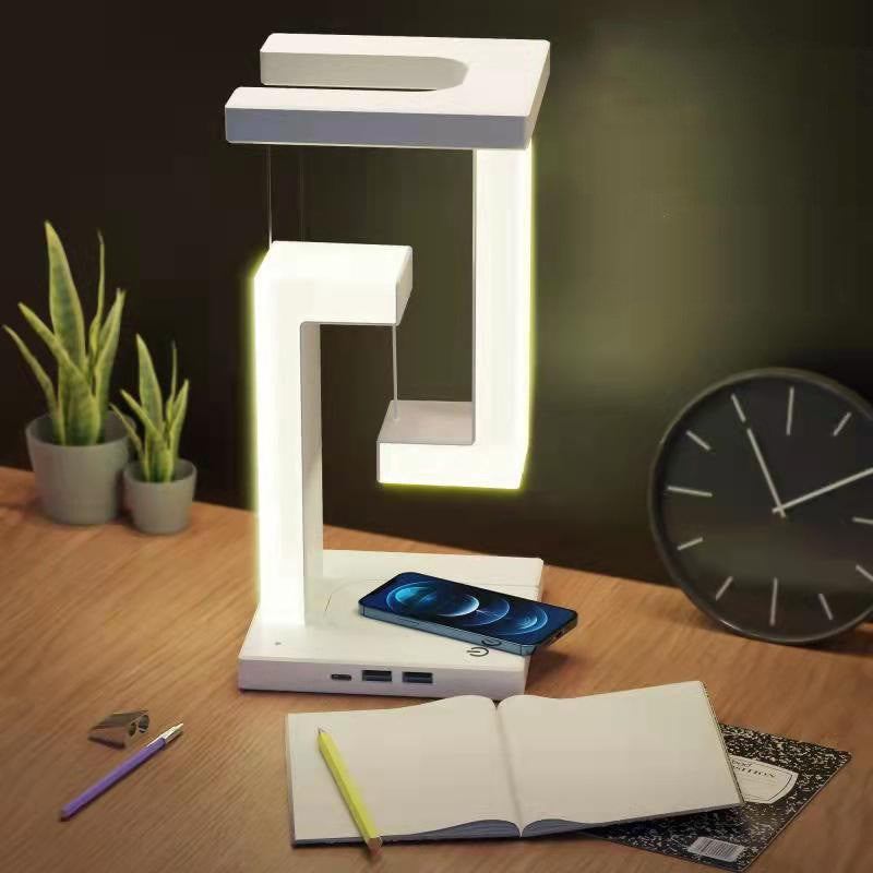 Modern Floating LED Table Lamp with Wireless Charging – Creative Magnetic Suspension Desk Light for Bedroom & Office